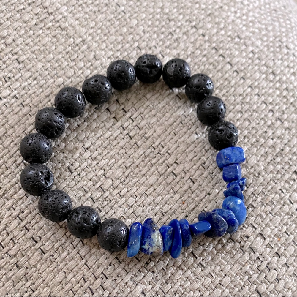 Lava stone, lapis lazuli bracelet diffuser!